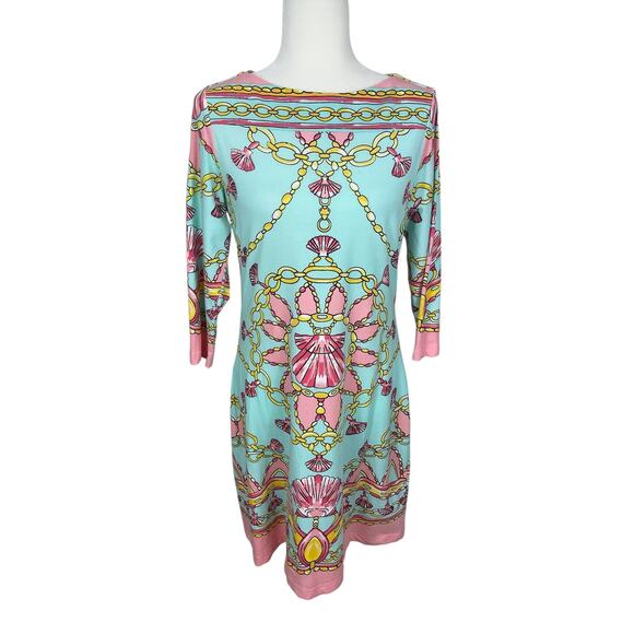 Barbara Gerwit Dresses & Skirts - Barbara Gerwit Printed Dress Shells Chains Resort Wear Coastal Women's Sz Medium